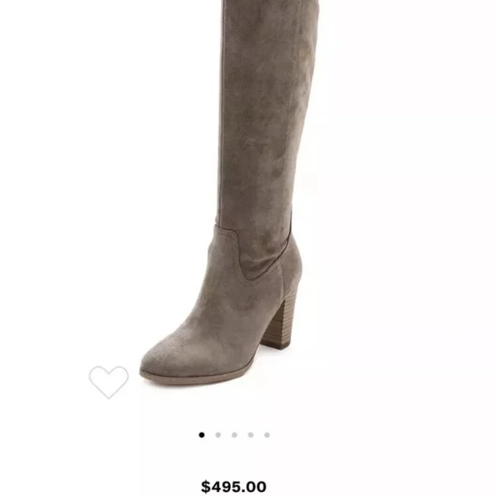 Sigerson Morrison NEW Boots Over-The-Knee Cuffed Tall Heel Suede Women's 11 - Picture 3 of 17